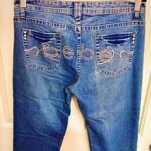 ~VINTAGE…RHINESTONE “BEBE” DENIM JEANS…WMS SIZE 13…NEW~